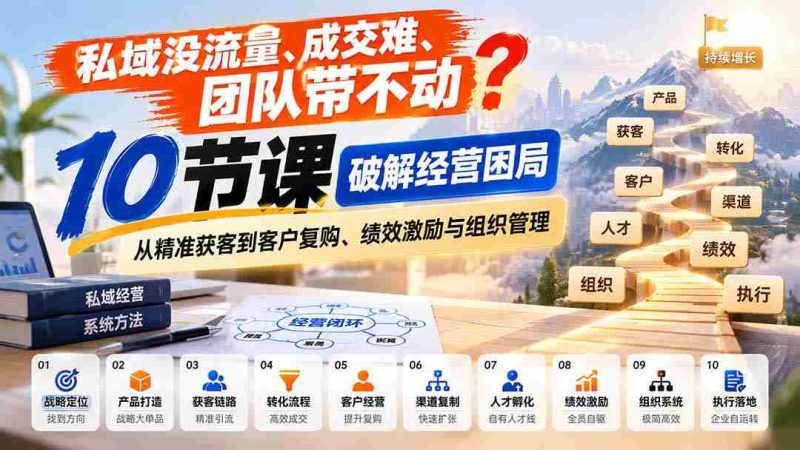 突破私域困境:10堂课程助你轻松拓客、提升业绩,团队高效管理全方位解锁-OG资源站