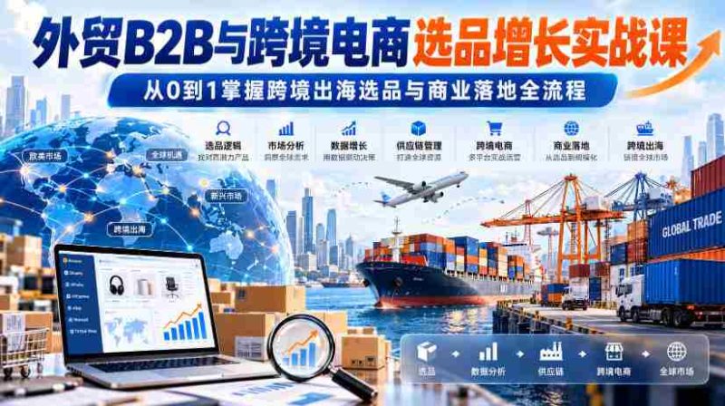 外贸B2B与跨境电商产品挑选策略深度研修班:零基础入门,精通跨境贸易选品及市场布局技巧-OG资源站