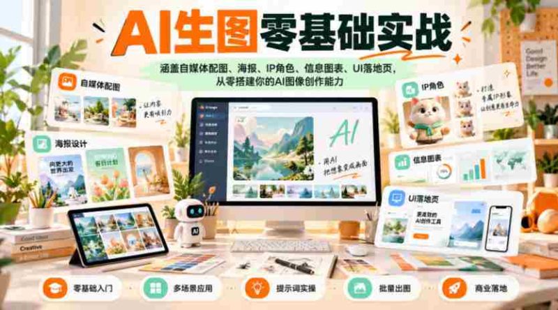 初学者轻松掌握AI生图，一站式打造自媒体配图、创意海报、角色设定、信息可视化及UI页面设计技能-OG资源站
