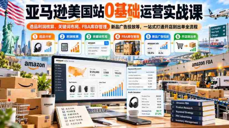 亚马逊美国市场开店攻略:从零开始,全方位掌握选品盈利、关键词优化、FBA库存掌控及广告投放技巧,一站式实现店铺到订单的完整流程学习-OG资源站