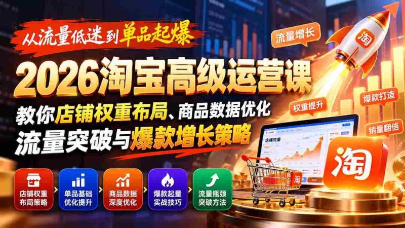 2026年淘宝运营秘籍大公开：流量低谷逆袭，揭秘单品爆红之道，全面解析店铺权重、商品数据优化及流量增长策略-OG资源站