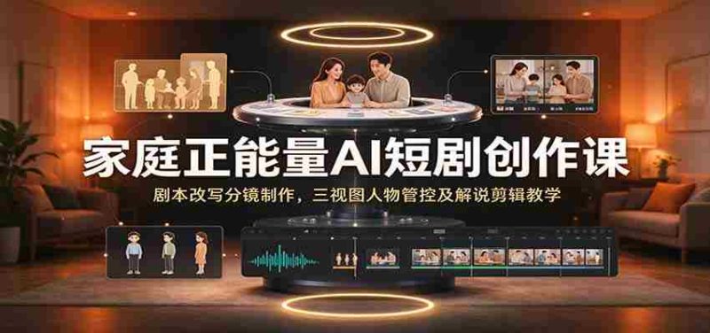 家庭正能量AI短剧创作课：剧本改写分镜制作，三视图人物管控及解说剪辑教学-OG资源站