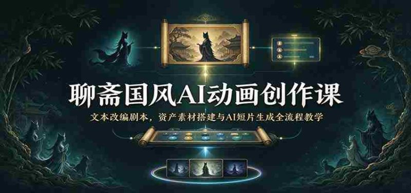 聊斋国风AI动画创作课:文本改编剧本,资产素材搭建与AI短片生成全流程教学-OG资源站