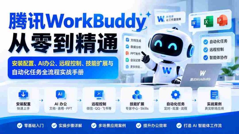 全面掌握腾讯WorkBuddy：安装设置指南、AI办公技巧、远程操控秘籍及技能拓展与自动化流程实战攻略-OG资源站