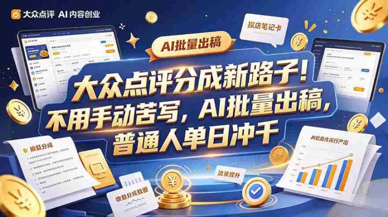 探索大众点评副业新趋势：巧用工具提升效率，轻松批量记笔记，每日收入轻松破千-OG资源站