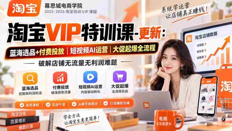 揭秘淘宝VIP独家课程：1016版全攻略！掌握蓝海选品与精准投放，短视频AI运营大揭秘，助力大促全流程，轻松解决店铺流量与盈利困境-OG资源站