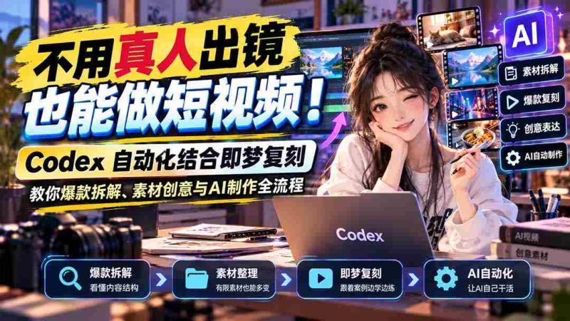 不用真人出镜也能做短视频！Codex自动化结合即梦复刻，教你爆款拆解、素材创意与AI制作全流程-OG资源站