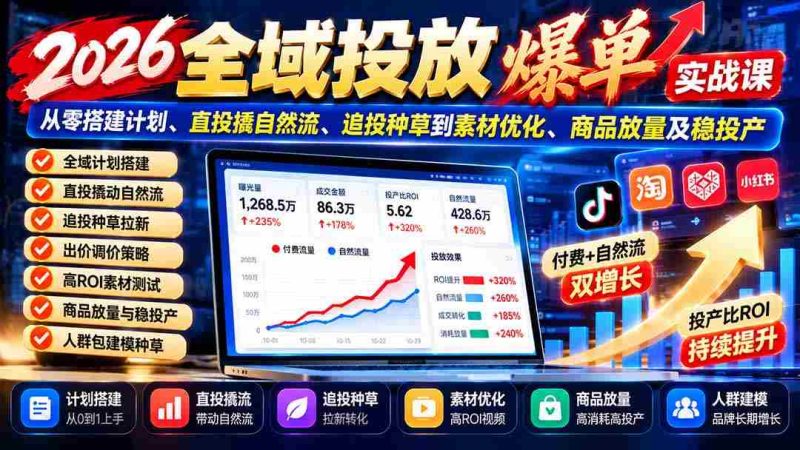 2026全面投放攻略：零基础打造推广方案，直击自然流量，追踪投放策略，素材升级，商品推广与稳定产出策略详解-OG资源站