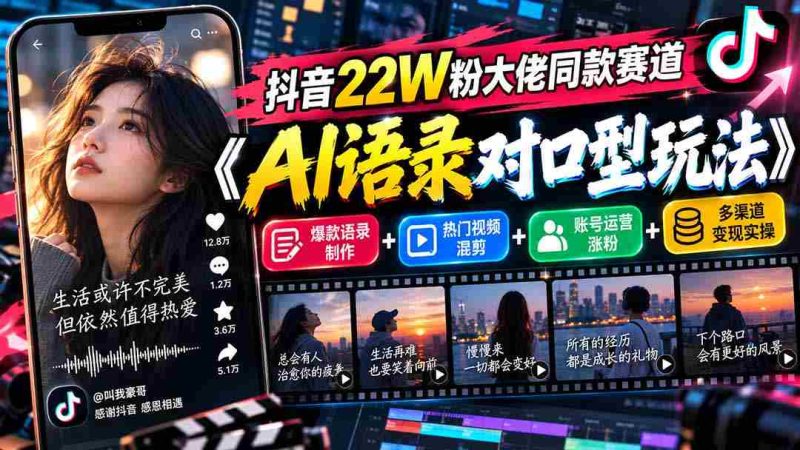 揭秘抖音22万粉丝大V青睐的AI对口型挑战:语录创新+热门混剪+粉丝增长策略+变现技巧一网打尽-OG资源站