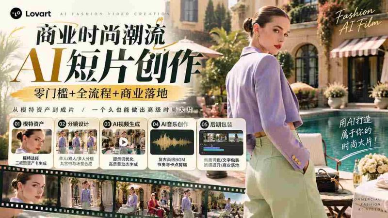 从一张模特图到高级时尚广告大片：AI三视图资产、场景合成、电影分镜、动态生成与复古音乐剪辑实战课-OG资源站