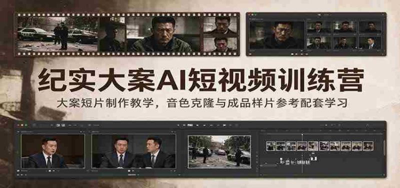 纪实大案AI短视频训练营:大案短片制作教学,音色克隆与成品样片参考配套学习-OG资源站