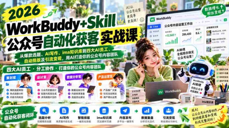 2026年WorkBuddy+Skill公众号引流攻略：AI赋能，从选题爆款到自动变现，构建高效内容矩阵-OG资源站