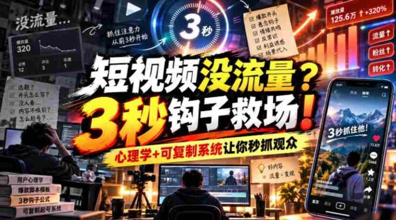流量解困】短视频播放量低迷？掌握3秒吸睛技巧！运用心理策略与复制系统，轻松锁定观众目光【独家双语呈现-OG资源站