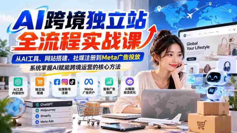 AI跨境独立站全流程实战课：从AI工具、网站搭建、社媒注册到Meta广告投放，系统掌握AI赋能跨境运营的核心方法-OG资源站