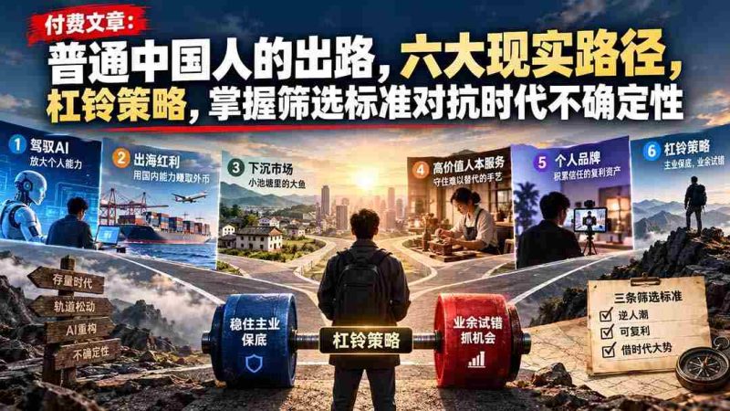 付费文章：普通中国人的出路，六大现实路径，杠铃策略，掌握筛选标准对抗时代不确定性-OG资源站