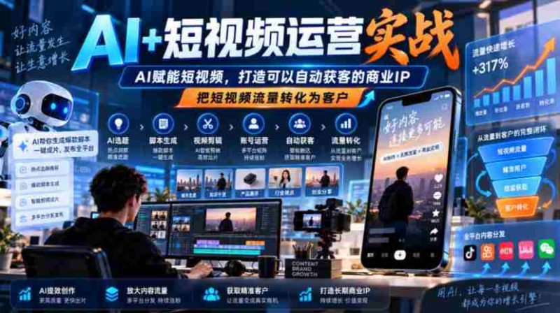 AI助力短视频运营，智能引流打造商业IP，自动获客，流量变现之道-OG资源站