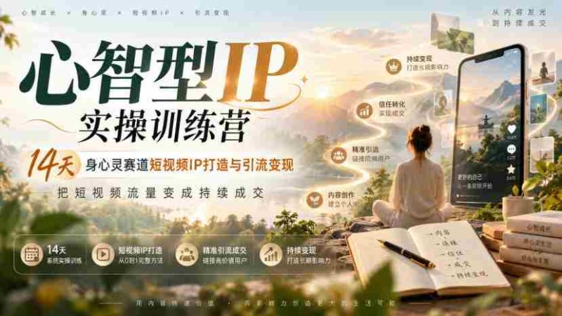 14天身心提升短视频IP塑造之旅：心智IP实操营，短视频流量变现攻略-OG资源站