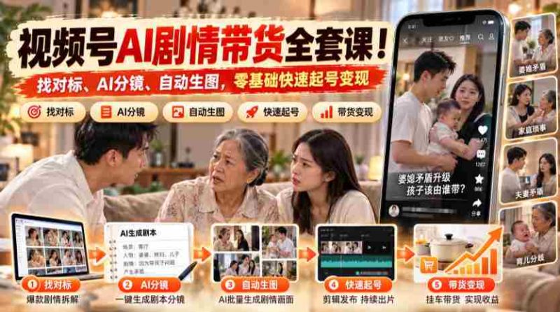 AI赋能短视频带货攻略：从零基础到高效起号，一步到位！-OG资源站