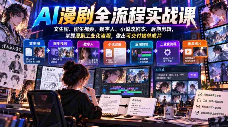 解锁AI漫剧制作全攻略：从文字到视频，数字人打造，剧本改编，后期剪辑，精通漫剧工业链，轻松接单出品-OG资源站