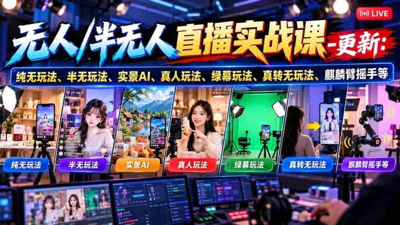 10月20日全新直播课程：揭秘无人直播、半无人直播多元技巧，涵盖实景AI、真人互动、绿幕特效、真转无多种玩法，更有麒麟臂摇手绝技分享！-OG资源站