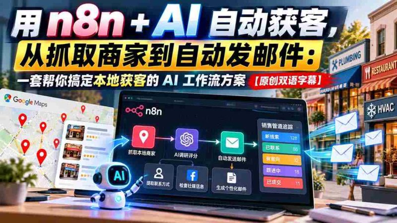 【无水印】用n8n + AI自动获客，从抓取商家到自动发邮件：一套帮你搞定本地获客的AI工作流方案【原创双语字幕】-OG资源站