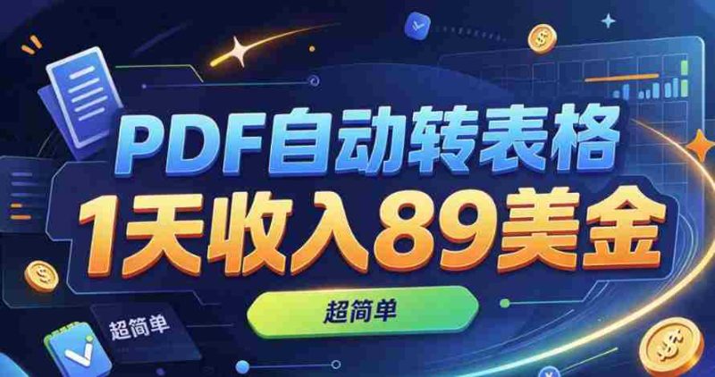 轻松实现PDF变表格，日赚89美元，操作简便，零基础入门-OG资源站