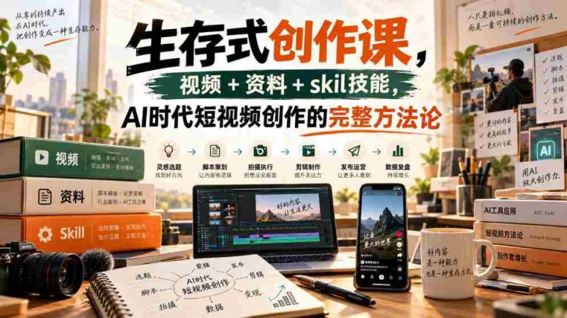 生存式创作课，视频+资料+skil技能，ai时代短视频创作的完整方法论-OG资源站