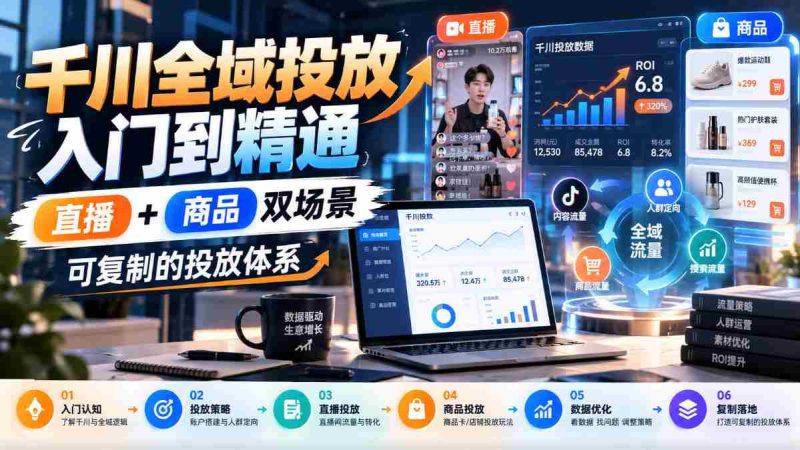 千川全域投放入门到精通，直播+商品双场景，可复制的投放体系-OG资源站