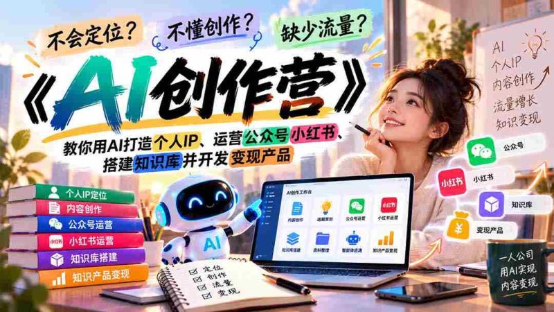 迷失方向？缺乏灵感？流量难觅？《AI创作营》助你学会AI技术，塑造个人品牌，玩转公众号小红书，构建知识体系，实现产品盈利-OG资源站