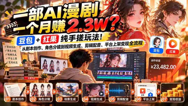 AI动漫制作月入过万？豆包与红果手作攻略：剧本、分镜、视频、配音、上架一应俱全-OG资源站