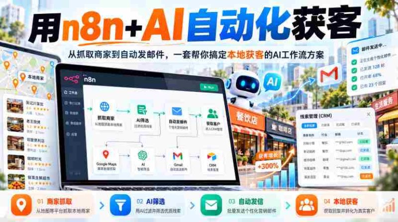 AI赋能本地营销】n8n+智能工具打造全流程获客方案：高效抓取商家信息，一键发送邮件，专业AI工作流轻松助力客户拓展-OG资源站