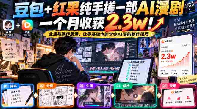 手工制作豆包红果AI动画仅用一个月，收获粉丝2.3万！全方位教程揭秘，零基础轻松掌握AI动画制作技巧-OG资源站