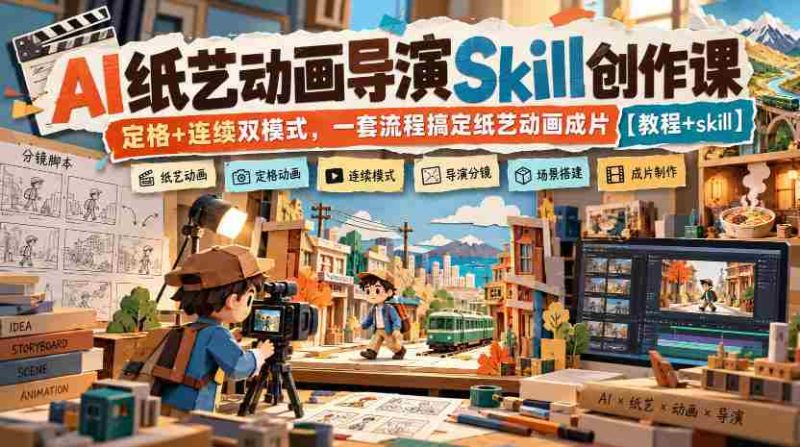 探索AI艺术新境界：Skill动画导演课程揭秘，定格与连续动画一网打尽，轻松制作纸艺动画大片【技能教学-OG资源站