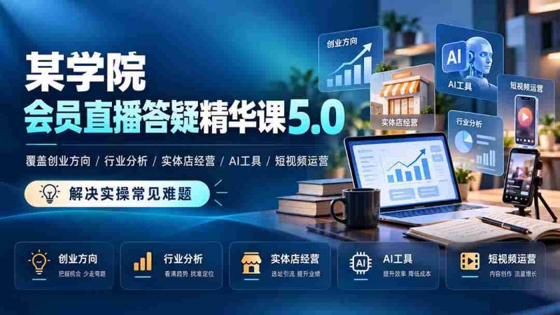 探索创业之道，行业洞察与实体经营秘诀——某学院会员直播课5.0，AI助力短视频运营，解密实操难题全方位解析！-OG资源站