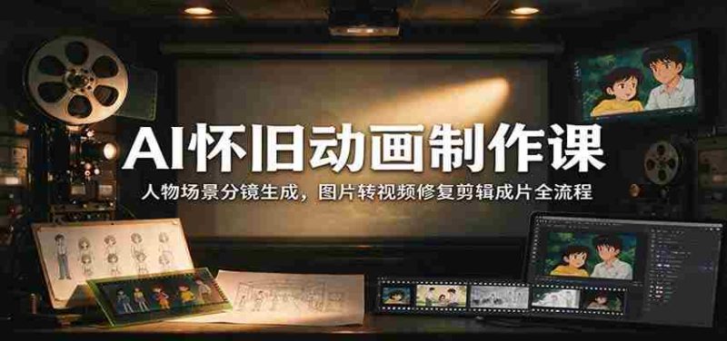 AI怀旧动画制作课：人物场景分镜生成，图片转视频修复剪辑成片全流程-OG资源站