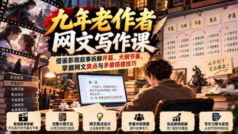 资深网文作者倾囊相授:影视叙事解析,揭秘开篇大纲节奏,解锁爽点矛盾构建之道-OG资源站