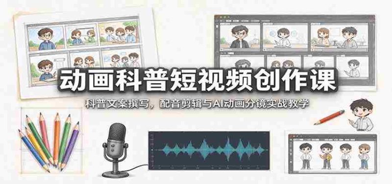 动画科普短视频创作课：科普文案撰写，配音剪辑与AI动画分镜实战教学-OG资源站