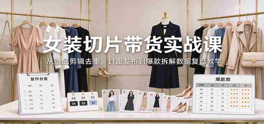 揭秘女装带货秘籍：精选商品、剪辑技巧、封面发布，爆款解析与数据复盘全方位教学