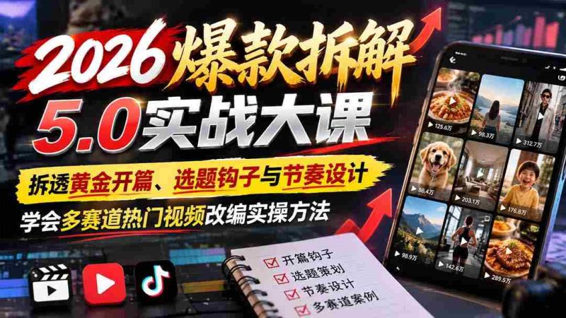 揭秘2026年热门爆款视频制作秘籍：深度剖析黄金开头、选题技巧与节奏掌控，掌握跨赛道热门视频改编实战技巧-OG资源站