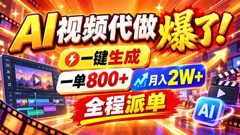 2026年末新领域崛起，AI视频制作轻松起步，单次收益高达800元，新手也能轻松上手，摆脱职场束缚-OG资源站