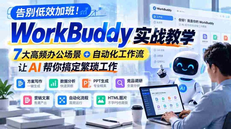 摆脱无效加班困境！WorkBuddy实操指南，揭秘7大常见办公挑战＋智能工作流程，AI助力轻松解决复杂任务-OG资源站