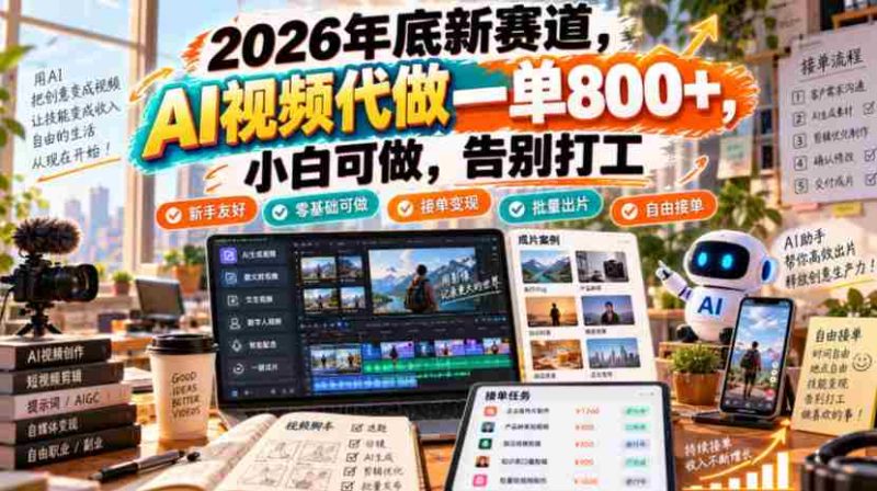 2026年末新机遇，AI视频创作轻松起步，单次收益高达800+，新手也可胜任，摆脱传统职场束缚-OG资源站