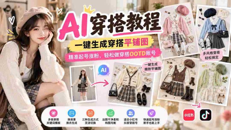 零水印】AI时尚教学指南：轻松制作穿搭效果图，快速吸粉增粉，打造个人穿搭日记账号-OG资源站