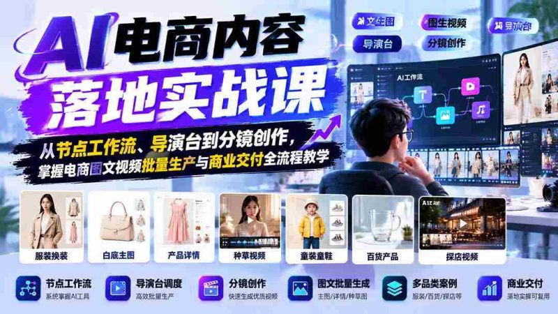 探索AI赋能电商：实战课程解析图文视频制作全链路，涵盖节点工作流与导演艺术-OG资源站