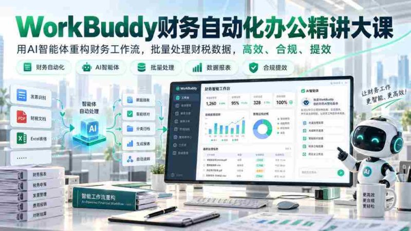 AI赋能财务革新，WorkBuddy自动化课程深度解析，智能优化工作流程，批量处理财务数据，效率与合规双提升-OG资源站