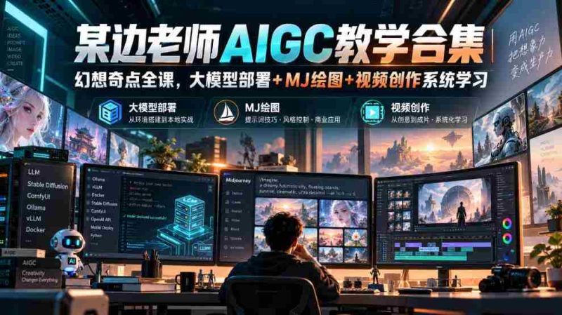 AIGC教学精华汇总：边老师带你探索幻想奇点全课程，掌握大模型部署、MJ绘图与视频创作系统-OG资源站