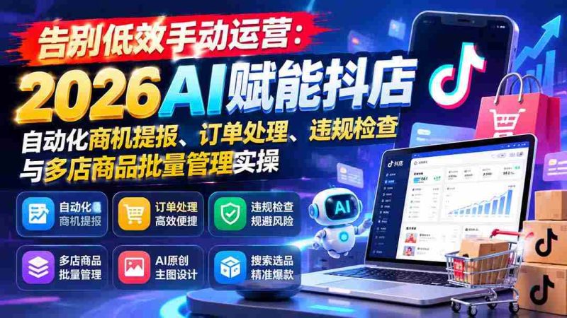 告别低效手动运营：2026AI赋能抖店自动化商机提报、订单处理、违规检查与多店商品批量管理实操-OG资源站