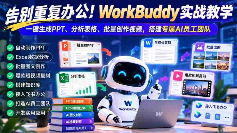 摆脱繁杂办公烦恼！WorkBuddy实操指南：轻松制作PPT、智能解析数据、批量生成视频，打造个人AI助手团队-OG资源站