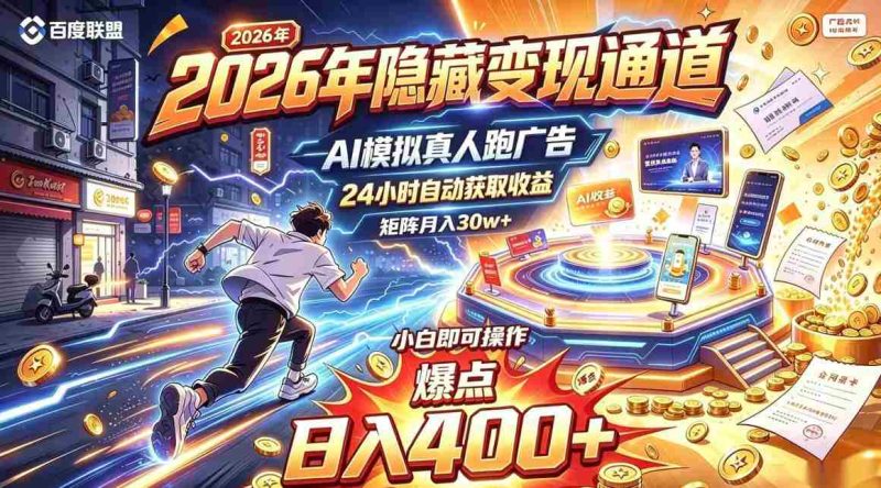 2026年告别自媒体苦战，解锁神秘盈利途径，AI技术打造真人广告自动运行，新手轻松上手，日赚400不是梦，矩阵式经营月入30万+大揭秘！-OG资源站