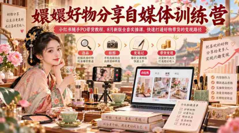 甄嬛精选好物推荐课：小红书轻松带货攻略，8月全新实操教程，助你快速实现好物变现-OG资源站